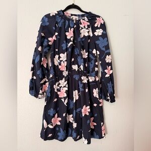 Free Assembly Floral Navy and Pink Mini Dress - Size M